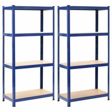 Opbergrekken 2 st 80x40x160 cm staal en MDF blauw 