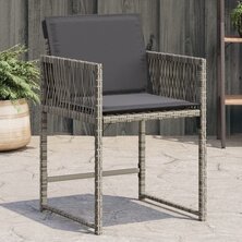 Tuinstoelen 4 st met kussens poly rattan grijs