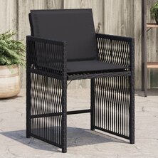 Tuinstoelen 4 st met kussens poly rattan zwart