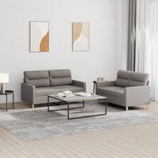 2-delige Loungeset met kussens stof taupe