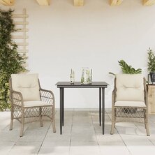 3-delige Bistroset met kussens poly rattan beige