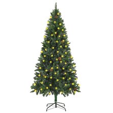 Kunstkerstboom met verlichting en dennenappels 180 cm groen