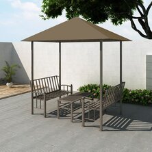 Tuinpaviljoen met tafel en bankjes 180 g/m&sup2; 2,5x1,5x2,4 m taupe	