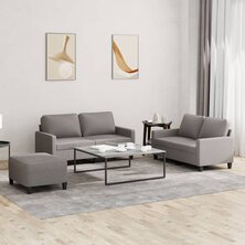 3-delige Loungeset met kussens stof taupe