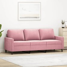 Driezitsbank 180 cm fluweel roze