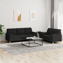 2-delige Loungeset met kussens stof zwart