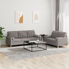 2-delige Loungeset met kussens stof taupe