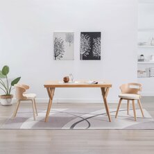 Eetkamerstoelen 2 st gebogen hout en kunstleer cr&egrave;mekleurig