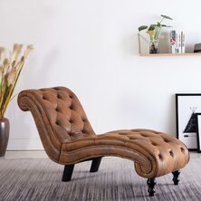 Chaise longue kunstsu&egrave;de bruin