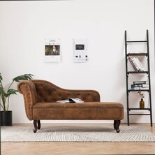 Chaise longue kunstsu&egrave;de bruin