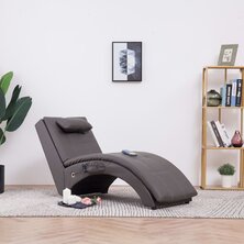 Massage chaise longue met kussen kunstleer grijs