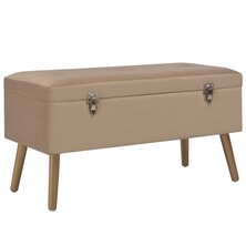 Bankje met opbergvak 80 cm fluweel beige 