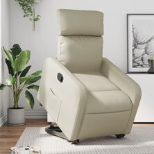Sta-op-stoel verstelbaar kunstleer cr&egrave;mekleurig