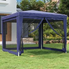 Partytent met 4 mesh zijwanden 3x3 m HDPE blauw