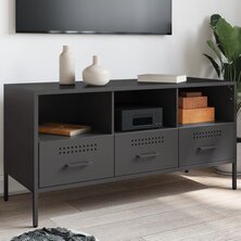 Tv-meubel 100,5x39x50,5 cm koudgewalst staal zwart