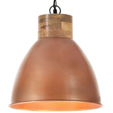 Hanglamp industrieel E27 35 cm ijzer en massief hout koperkleur