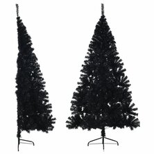 Kunstkerstboom met standaard half 210 cm PVC zwart