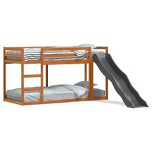 Stapelbed met glijbaan en ladder grenenhout wasbruin 90x190 cm