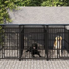 Hondenkennel met dak 9,38 m&sup2; staal