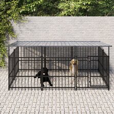 Hondenkennel met dak 3,75 m&sup2; staal