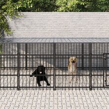 Hondenkennel voor buiten met dak 16,89 m&sup2; staal