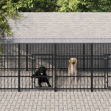 Hondenkennel met dak 18,77 m&sup2; staal