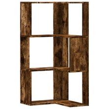 Hoekboekenkast 3-laags 50x50x102 cm bewerkt hout gerookt eiken