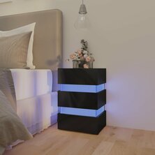 326846 Nachtkastje LED 45x35x67 cm bewerkt hout hoogglans zwart