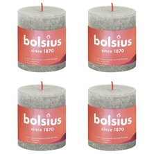 Bolsius Stompkaarsen Shine 4 st rustiek 80x68 mm zandgrijs