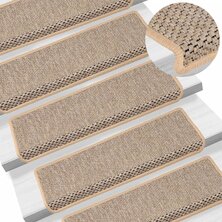 Trapmatten zelfklevend 15 st sisal-look 65x21x4 cm lichtbeige