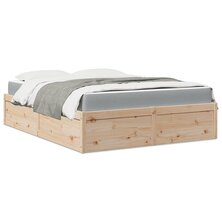 Bed met matras massief grenenhout 160x200 cm