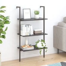 Ladderrek met 3 schappen 64x35x120,5 cm zwart