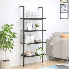 Ladderrek met 4 schappen 64x35x152,5 cm zwart