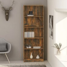 Boekenkast 60x24x175 cm bewerkt hout gerookt eikenkleurig