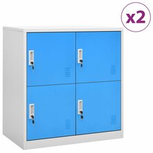 Lockerkasten 2 st 90x45x92,5 cm staal lichtgrijs en blauw