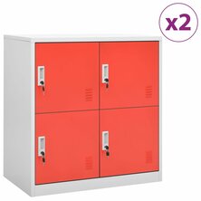 Lockerkasten 2 st 90x45x92,5 cm staal lichtgrijs en rood