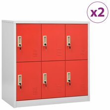 Lockerkasten 2 st 90x45x92,5 cm staal lichtgrijs en rood