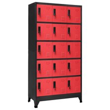 Lockerkast 90x40x180 cm staal antracietkleurig en rood