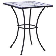 Bistrotafel moza&iuml;ek 60 cm keramiek blauw en wit