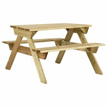 Picknicktafel met banken 110x123x73 cm ge&iuml;mpregneerd grenenhout