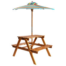 Kinderpicknicktafel met parasol 79x90x60 cm massief acaciahout