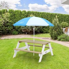 AXI Kinderpicknicktafel Nick met parasol bruin en wit