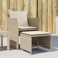 Tuinstoel met voetenbank poly rattan beige