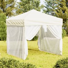 Partytent inklapbaar met zijwanden 2x2 m cr&egrave;mekleurig