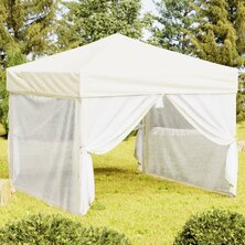 Partytent inklapbaar met zijwanden 3x3 m cr&egrave;mekleurig