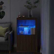 Bijzetkast met LED-verlichting bewerkt hout bruin eikenkleur