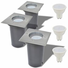 LED-Grondspots buiten 3 stuks vierkant