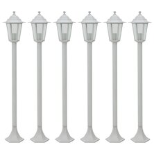 Paalverlichting voor tuin E27 110 cm aluminium wit 6 st