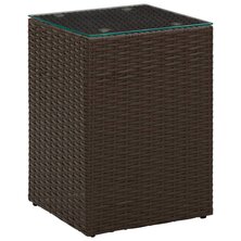 Bijzettafel met glazen blad 35x35x52 cm poly rattan bruin