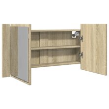 Spiegelkast LED 90x12x45 cm bewerkt hout sonoma eikenkleurig